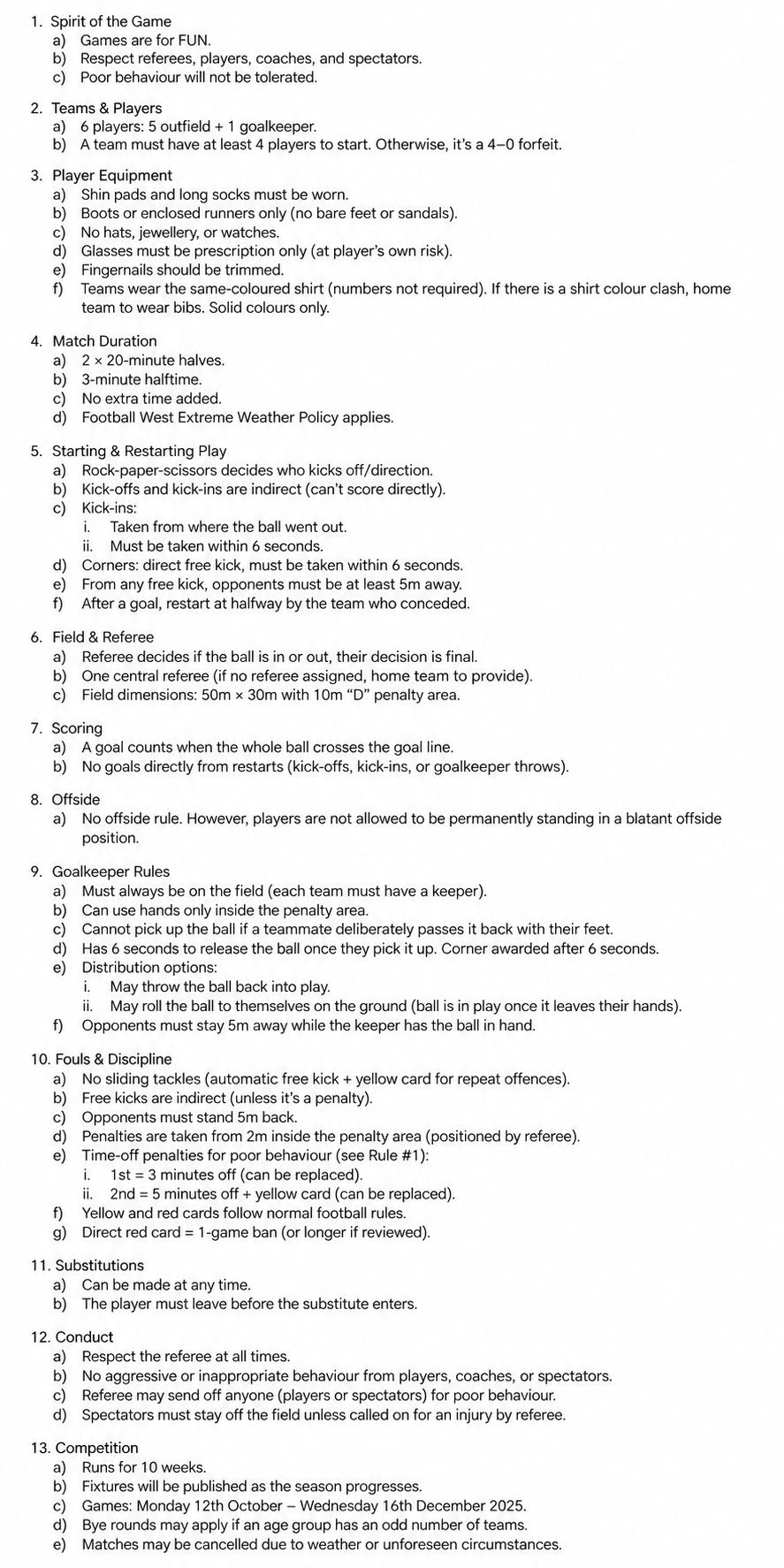 Rules of the game